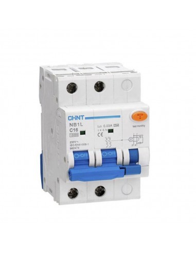 Disjoncteur DIFF NB1L-40H 2P C10 30mA AC 10kA