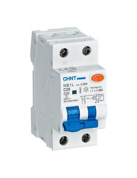 Disjoncteur 1P+N Monobloc Différentiel C25 300mA